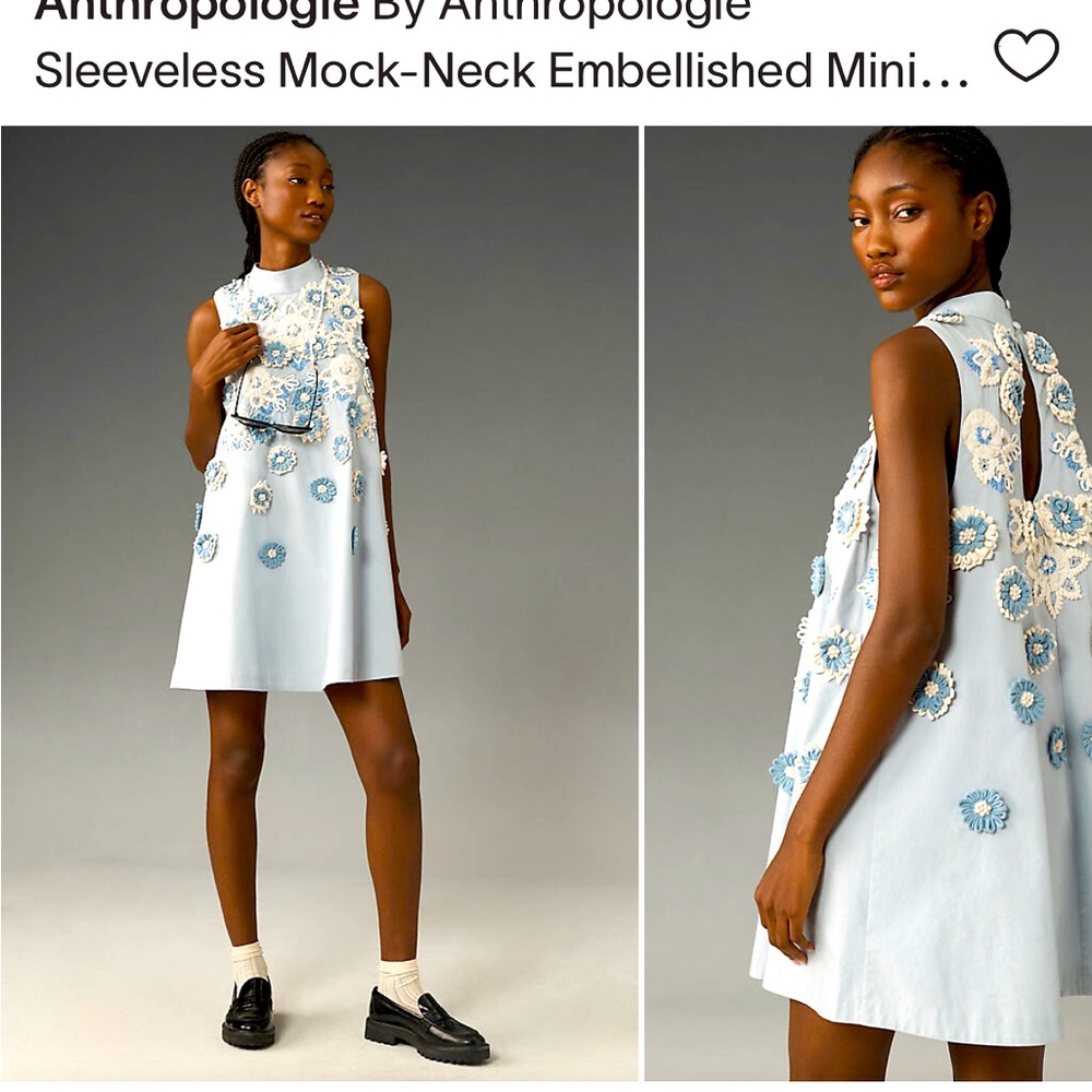 Anthropologie By Anthropologie Sleeveless Mock-Neck Embellished Mini Dress $495